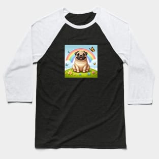 Pug Dog Smiles Baseball T-Shirt